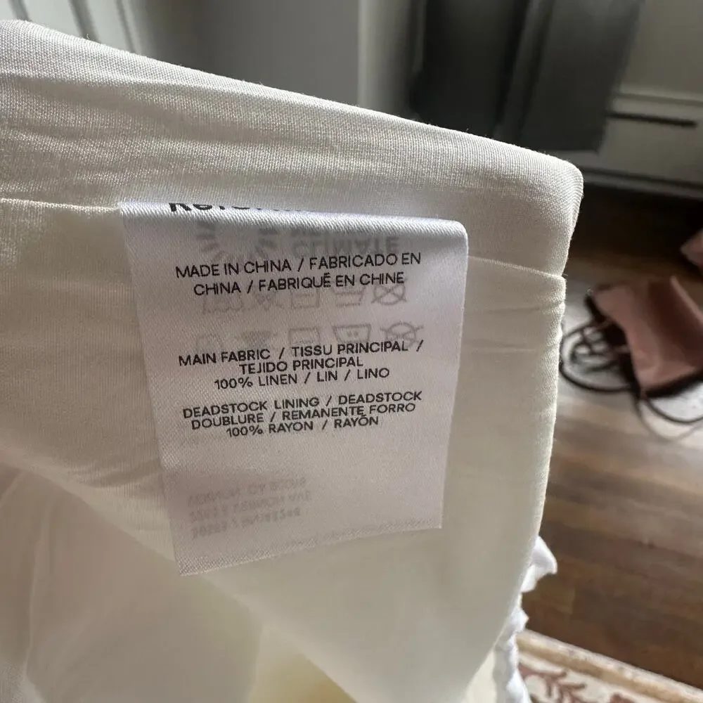 Reformation Jaida Linen Pants White Size XL NWT